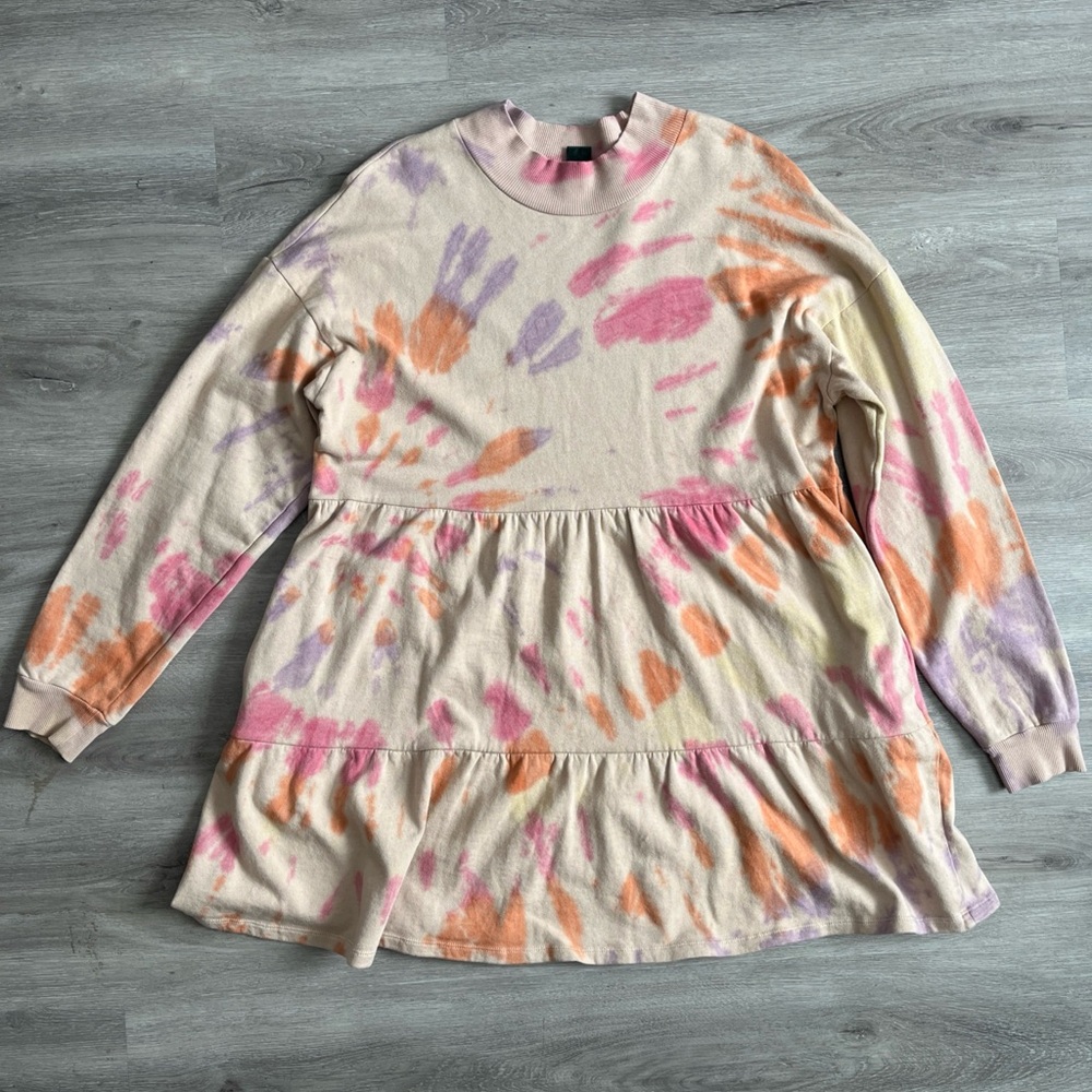 Wild Fable Sweatshirt Dress tie-dye Size Large 100% Cotton Long Sleeve